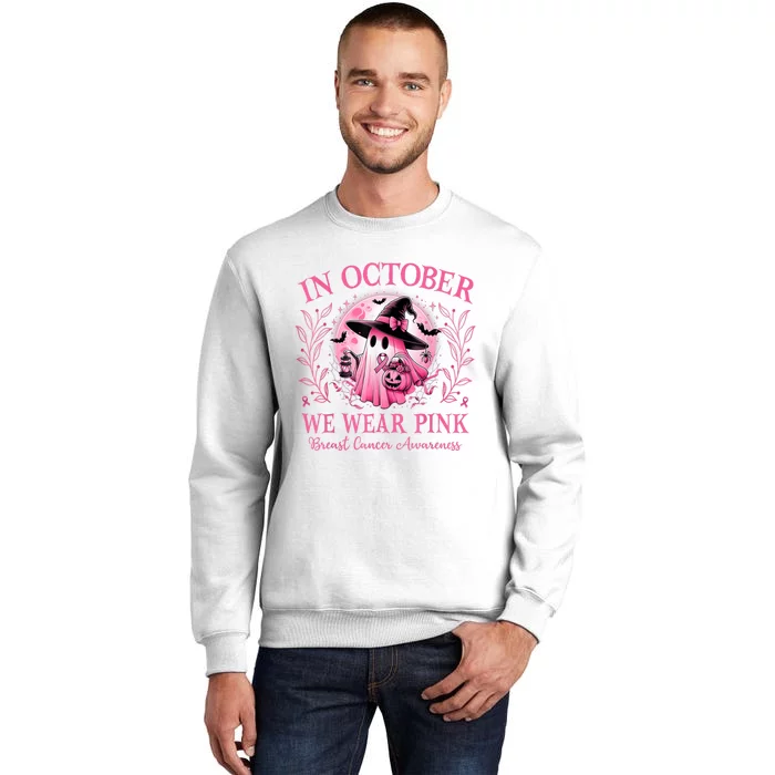 Halloween Ghost In October We Wear Pin.K Breast Cancer Awareness Gift Sweatshirt