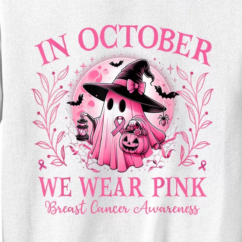 Halloween Ghost In October We Wear Pin.K Breast Cancer Awareness Gift Sweatshirt