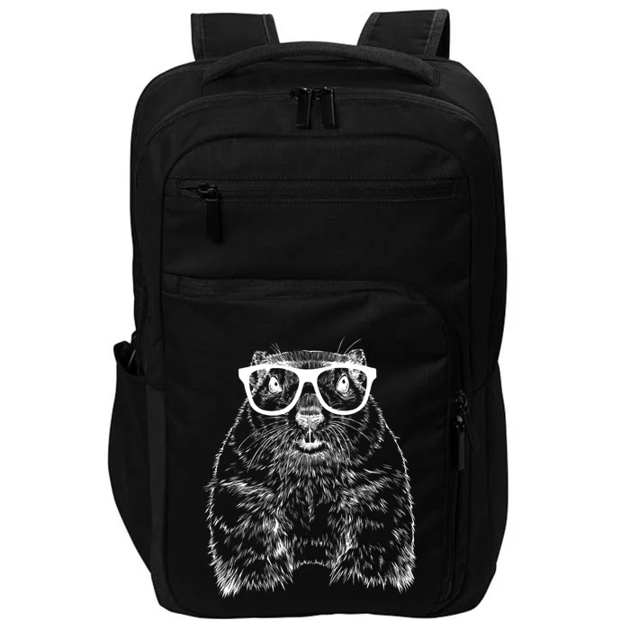 Hipster Groundhog In Nerd Glasses Animal Funny Gift Impact Tech Backpack