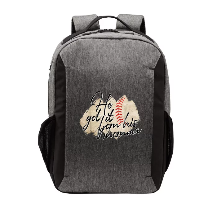 He Got It From His Momma Baseball Mama Game Day Vector Backpack