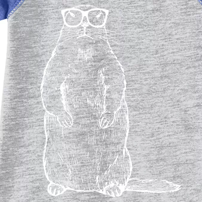 Hipster Groundhog In Nerd Glasses Infant Baby Jersey Bodysuit