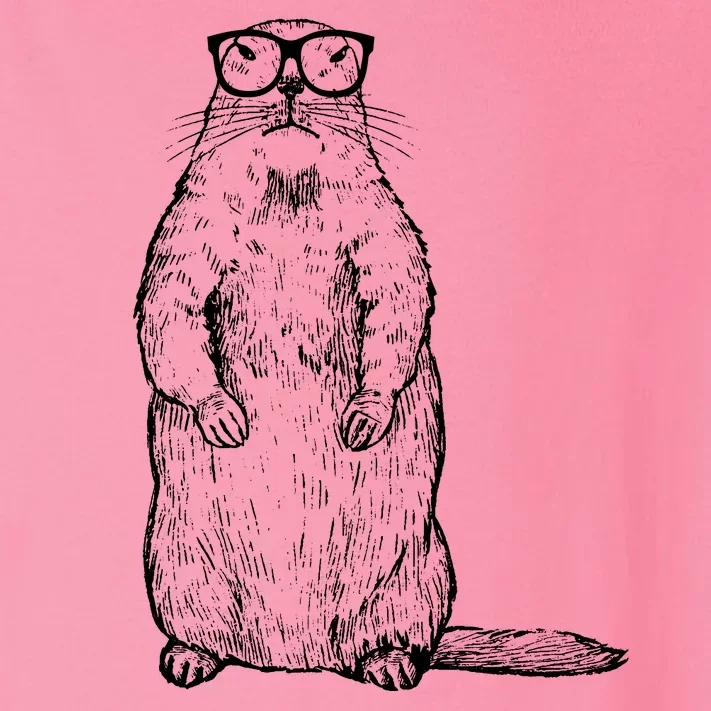 Hipster Groundhog In Nerd Glasses Toddler Long Sleeve Shirt