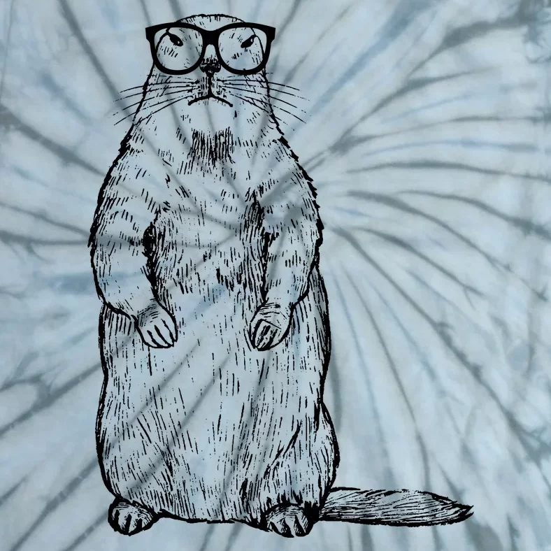 Hipster Groundhog In Nerd Glasses Tie-Dye T-Shirt