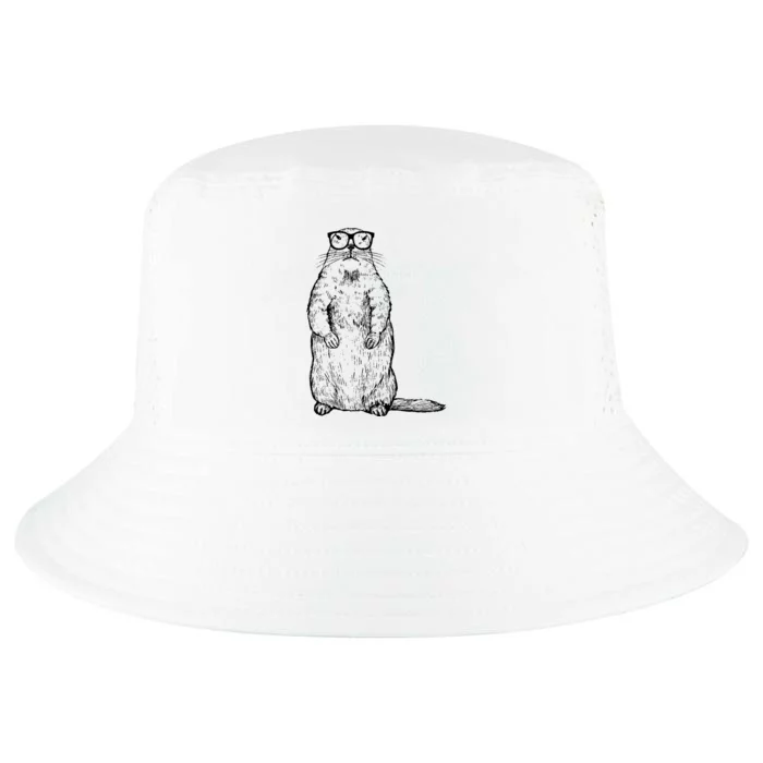 Hipster Groundhog In Nerd Glasses Cool Comfort Performance Bucket Hat