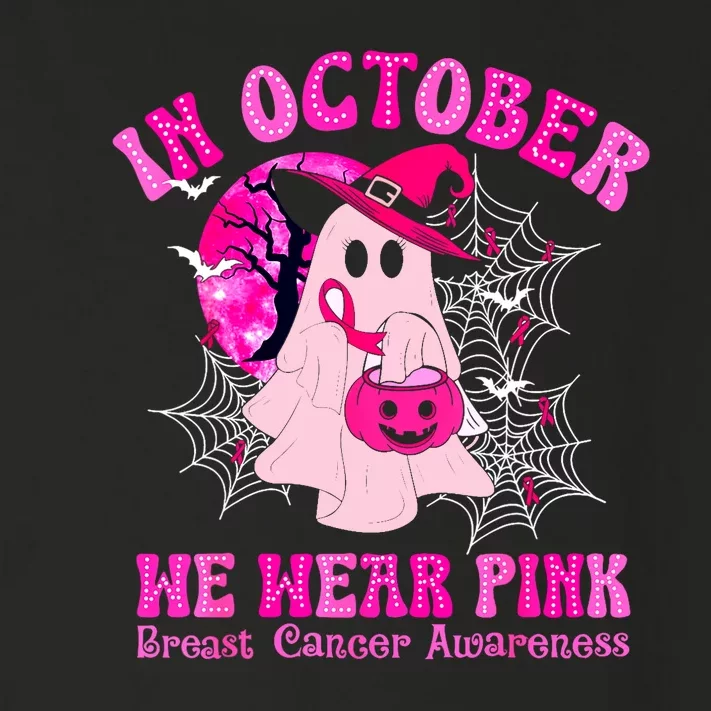 Halloween Ghost In October We Wear Pin.K Breast Cancer Women Gift Toddler Long Sleeve Shirt