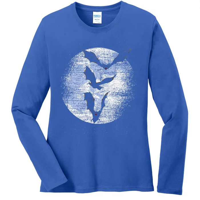 Halloween Gift Idea Moonlight Vampire Bat Ladies Long Sleeve Shirt