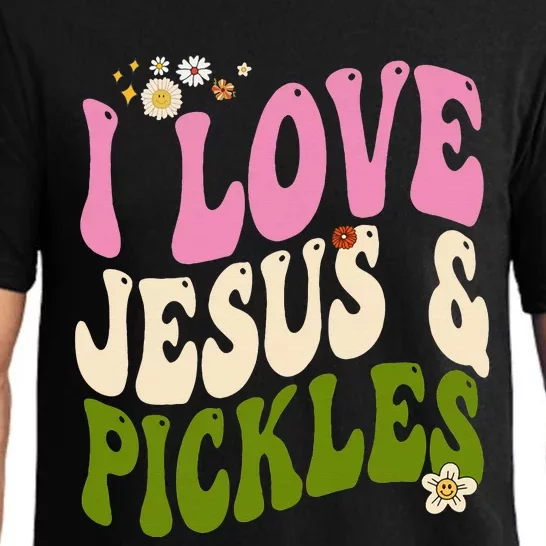 Hippie Groovy I Love Pickles & Jesus Pickle Retro Vegetarian Pajama Set