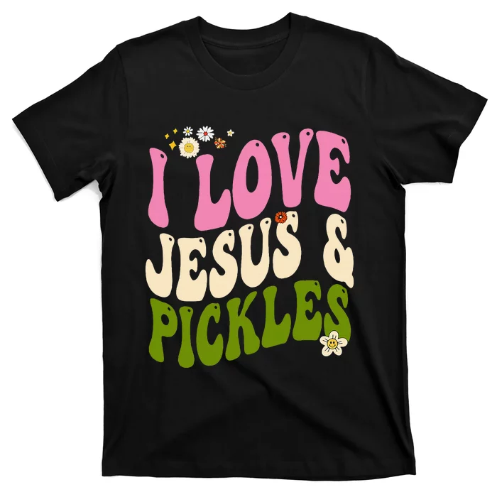 Hippie Groovy I Love Pickles & Jesus Pickle Retro Vegetarian T-Shirt