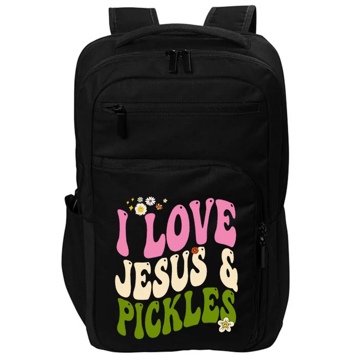 Hippie Groovy I Love Pickles & Jesus Pickle Retro Vegetarian Impact Tech Backpack