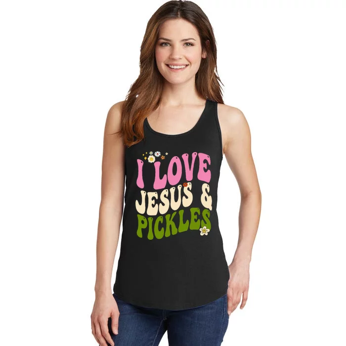 Hippie Groovy I Love Pickles & Jesus Pickle Retro Vegetarian Ladies Essential Tank