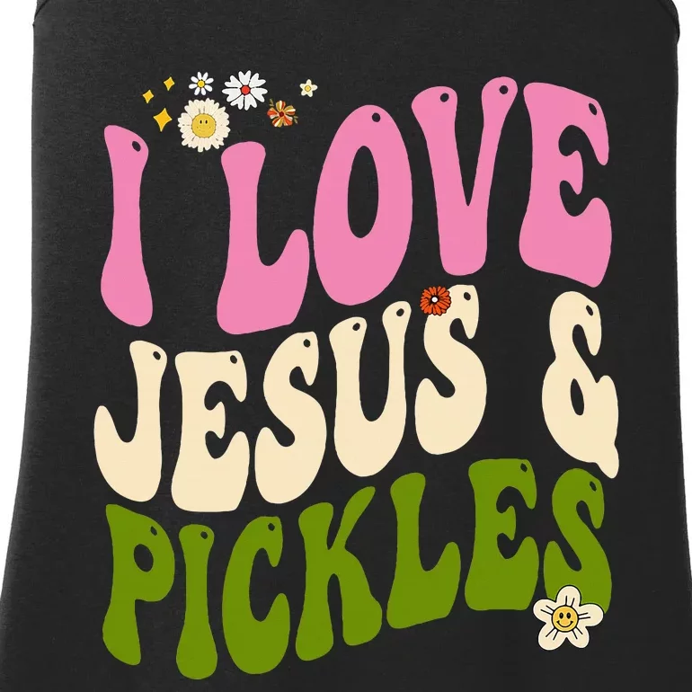 Hippie Groovy I Love Pickles & Jesus Pickle Retro Vegetarian Ladies Essential Tank