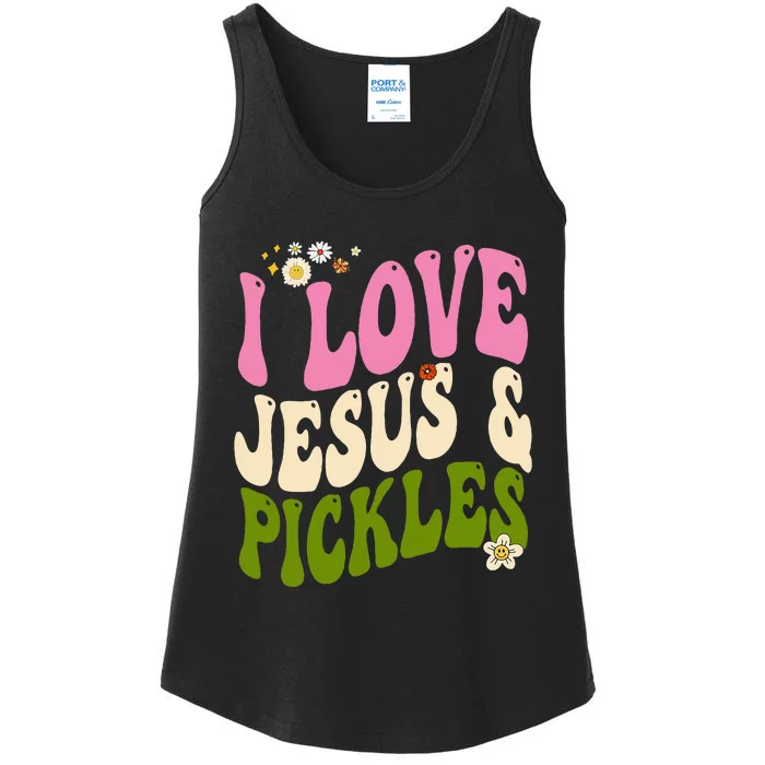 Hippie Groovy I Love Pickles & Jesus Pickle Retro Vegetarian Ladies Essential Tank