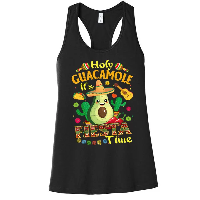 Holy Guacamole Its Mexican Fiesta Time Cinco de Mayo Women's Racerback Tank