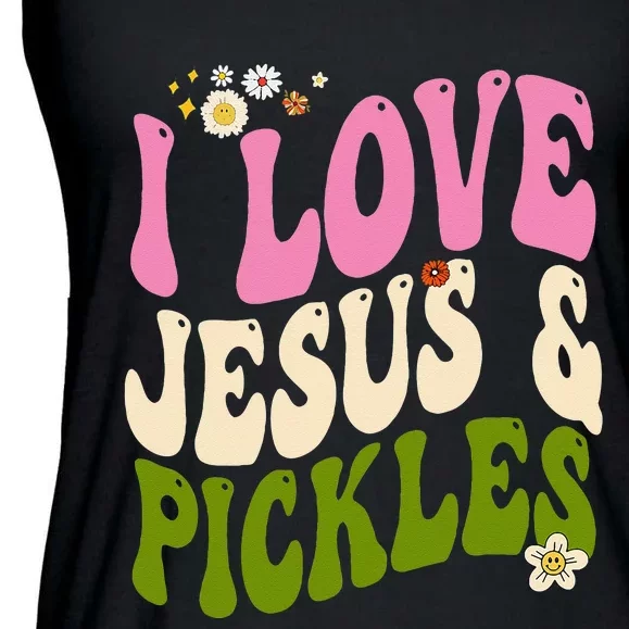 Hippie Groovy I Love Pickles & Jesus Pickle Retro Vegetarian Ladies Essential Flowy Tank