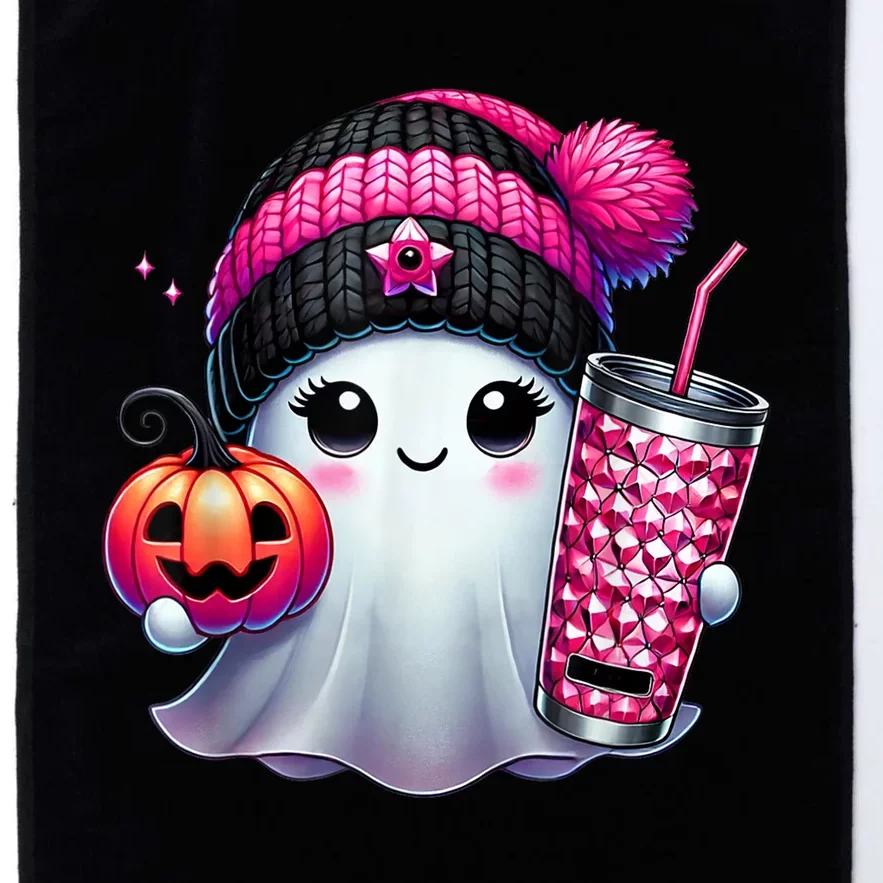 Drinking Coffee Halloween Ghost Ice Coffee Cute Ghost  Gift Platinum Collection Golf Towel