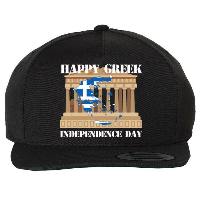 Happy Greek Independence Day Greek Flag Cool Gift Wool Snapback Cap