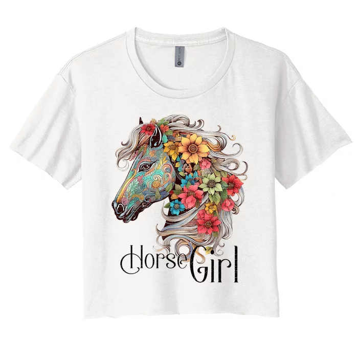 Horse Girl Just A Girl Who Loves Horses Horseback Riding Women's Crop Top Tee