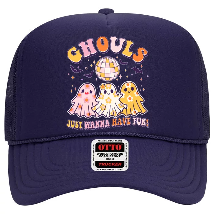 Halloween Ghouls Just Wanna Have Fun High Crown Mesh Trucker Hat