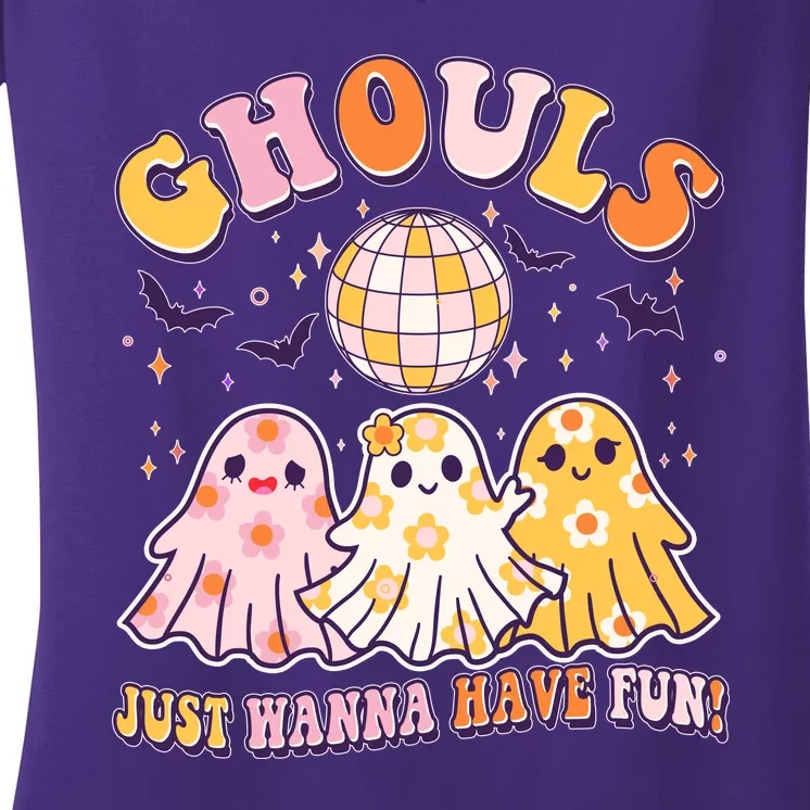 Halloween Ghouls Just Wanna Have Fun Women's V-Neck T-Shirt