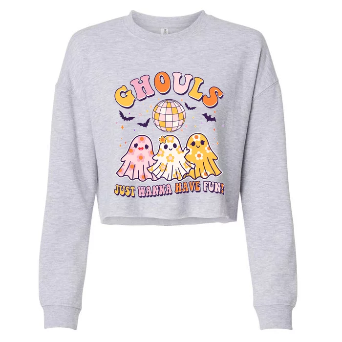 Halloween Ghouls Just Wanna Have Fun Cropped Pullover Crew