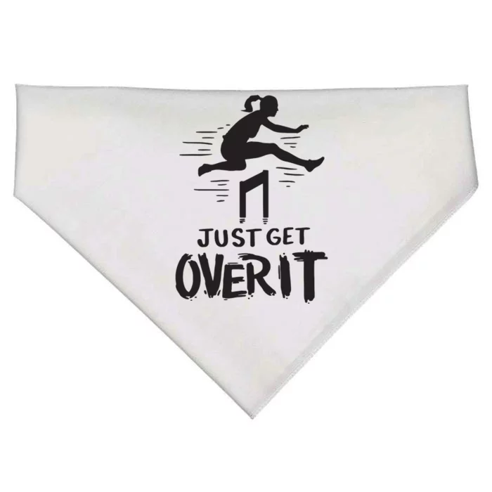 Hurdler Gift Just Get Over It Track Field Gift USA-Made Doggie Bandana