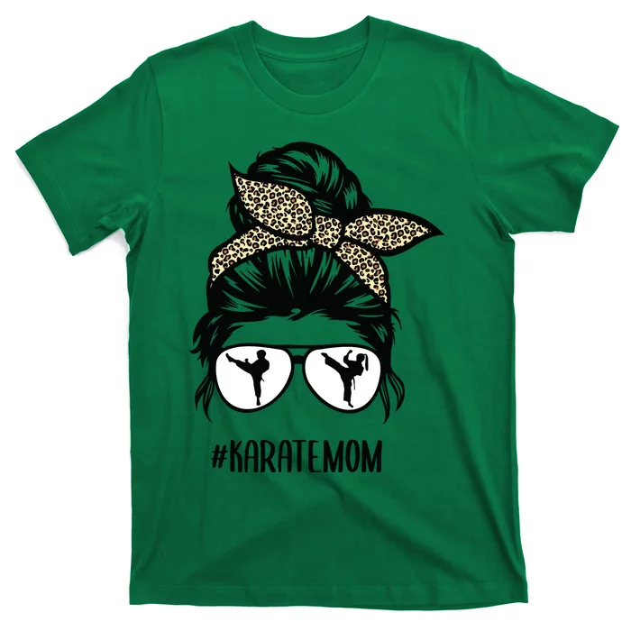 Hair Glasses Karate Mom T-Shirt