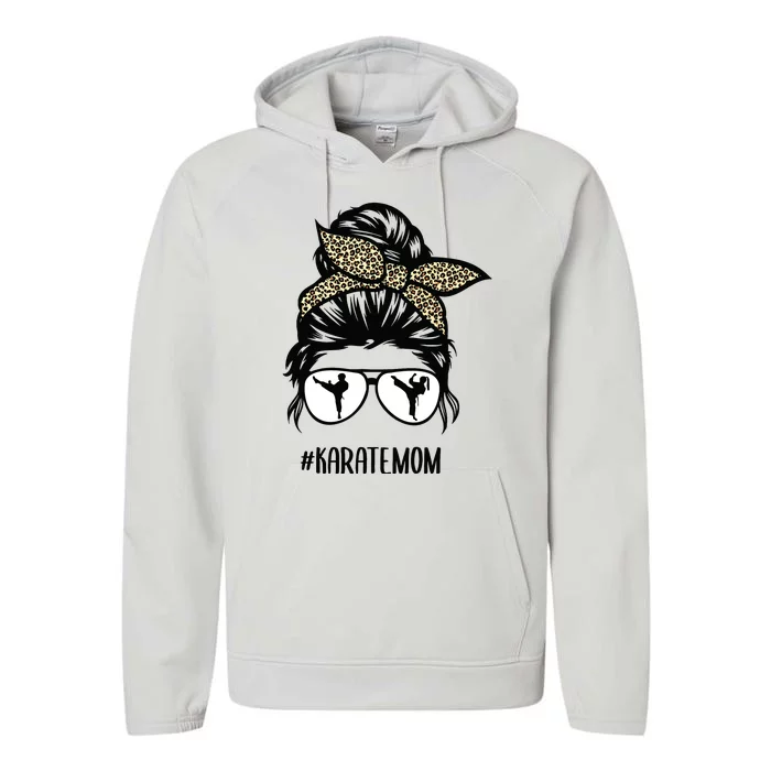 Hair Glasses Karate Mom Performance Fleece Hoodie