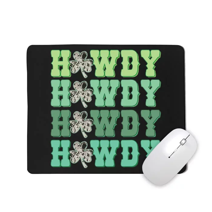 Howdy Go Lucky Cow Western St Patricks Day Irish Shamrock Mousepad