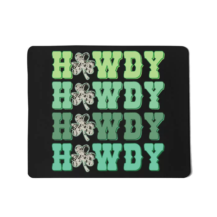 Howdy Go Lucky Cow Western St Patricks Day Irish Shamrock Mousepad