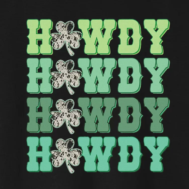 Howdy Go Lucky Cow Western St Patricks Day Irish Shamrock Women's Crop Top Tee