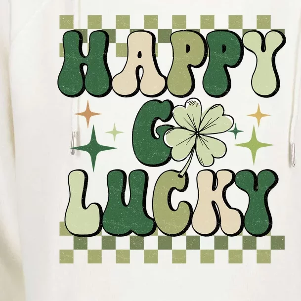 Happy Go Lucky St Patricks Day Womens Funnel Neck Pullover Hood