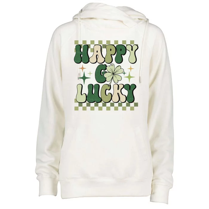 Happy Go Lucky St Patricks Day Womens Funnel Neck Pullover Hood