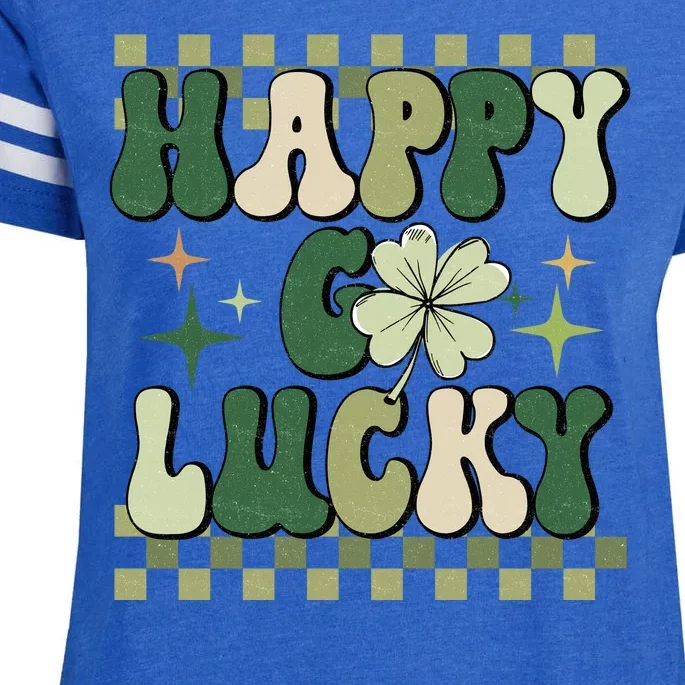 Happy Go Lucky St Patricks Day Enza Ladies Jersey Football T-Shirt