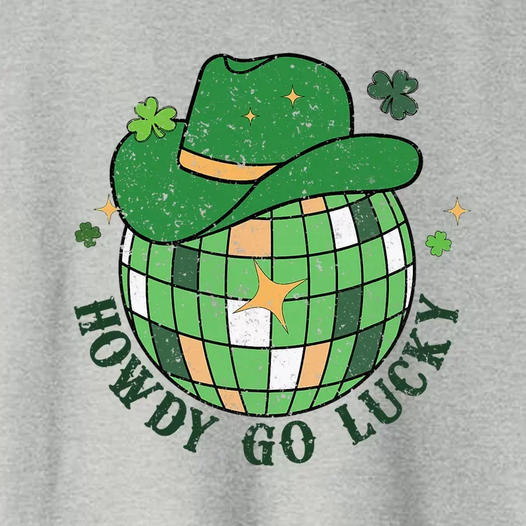 Howdy Go Lucky Western St Patrick Day Cowboy Hat Irish Disco Women's Crop Top Tee