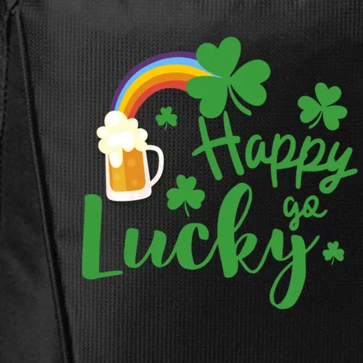 Happy Go Lucky Shamrock Funny St Patrick's Day Gift City Backpack