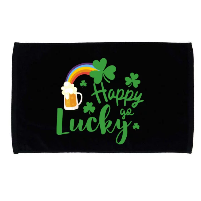 Happy Go Lucky Shamrock Funny St Patrick's Day Gift Microfiber Hand Towel