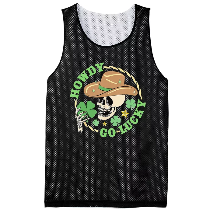 Howdy Go Lucky Cow Skull St Patricks Day Mesh Reversible Basketball Jersey Tank