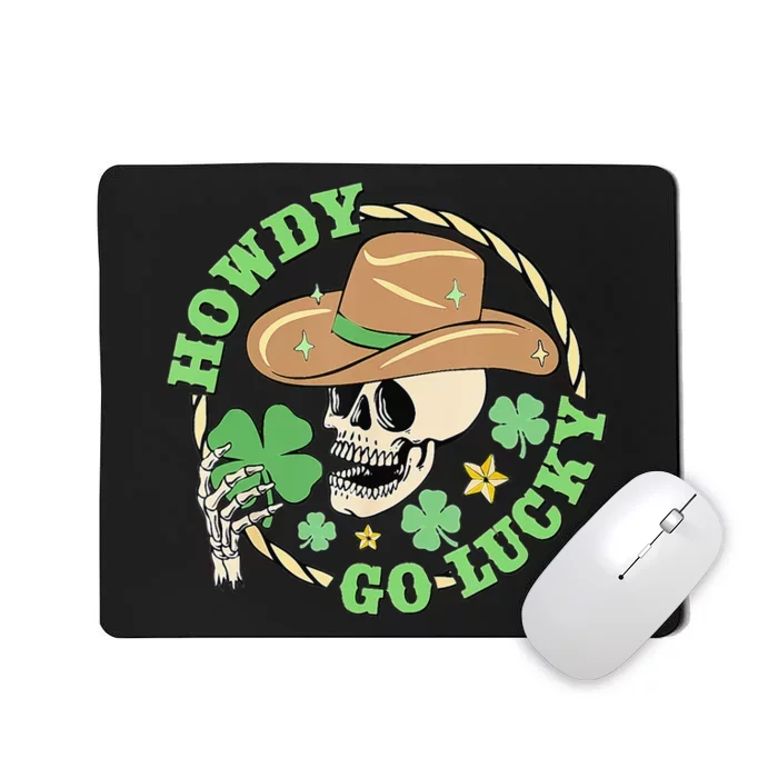 Howdy Go Lucky Cow Skull St Patricks Day Mousepad