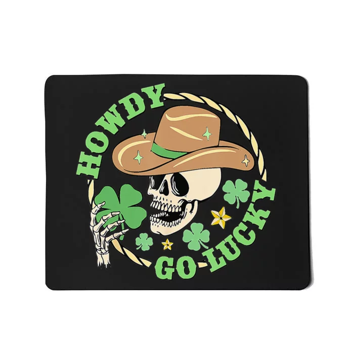 Howdy Go Lucky Cow Skull St Patricks Day Mousepad