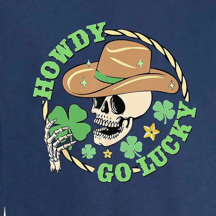 Howdy Go Lucky Cow Skull St Patricks Day Garment-Dyed Sweatshirt