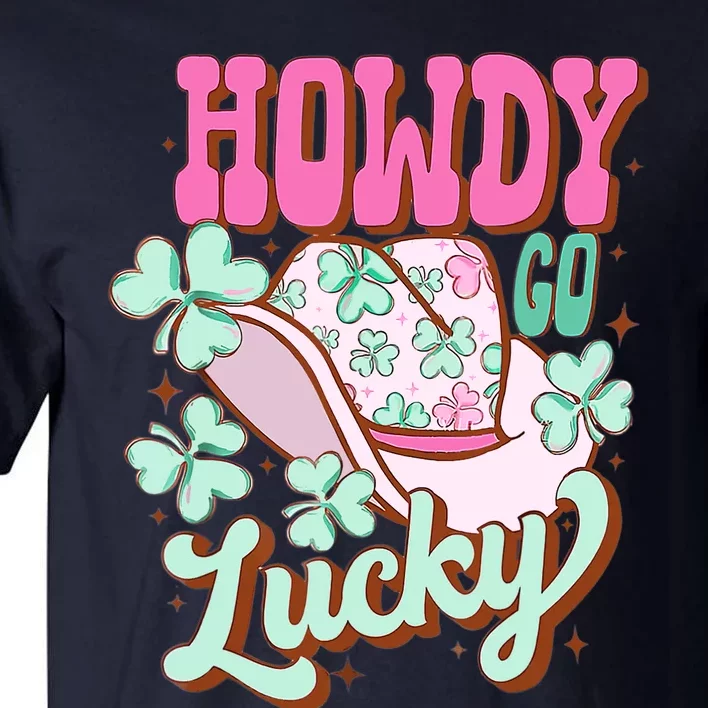 Howdy Go Lucky Cowboy Western St Patricks Day Irish Shamrock Tall T-Shirt