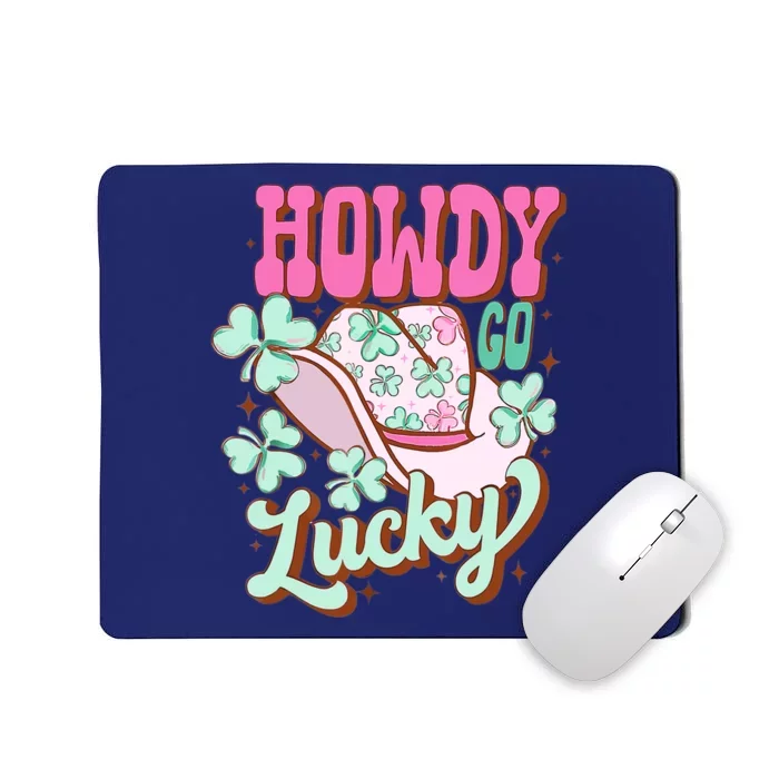 Howdy Go Lucky Cowboy Western St Patricks Day Irish Shamrock Mousepad