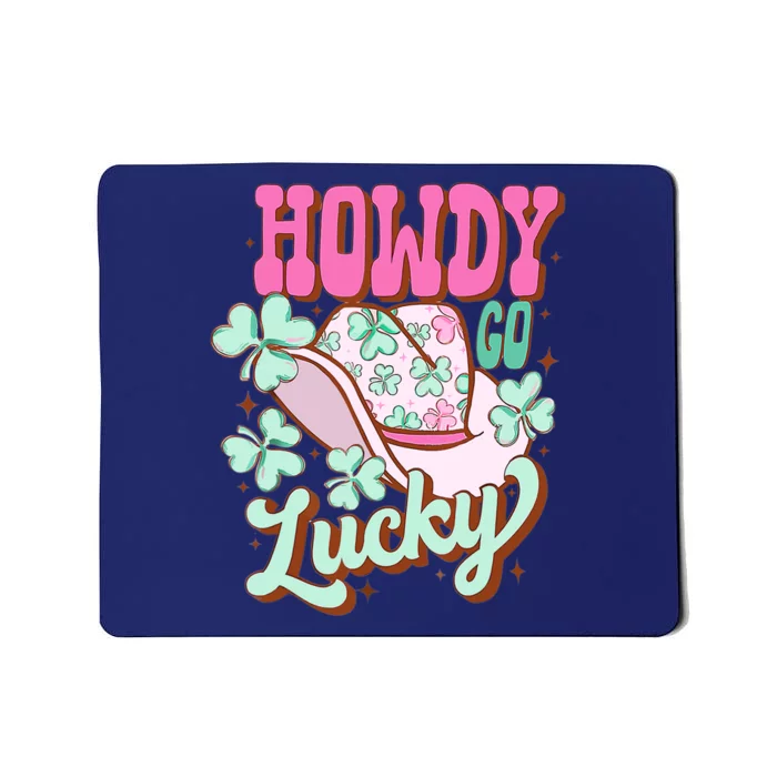 Howdy Go Lucky Cowboy Western St Patricks Day Irish Shamrock Mousepad