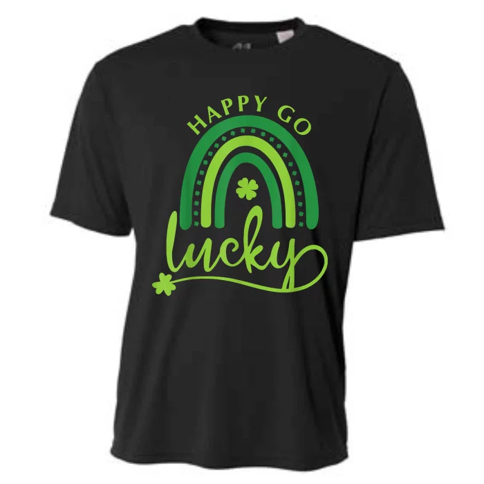 Happy Go Lucky Rainbow Shamrock St Patrick's Day Cooling Performance Crew T-Shirt