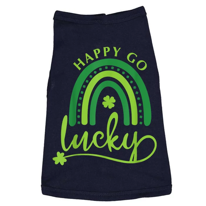 Happy Go Lucky Rainbow Shamrock St Patrick's Day Doggie Tank