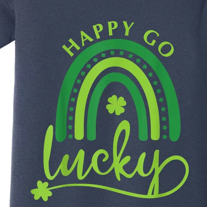 Happy Go Lucky Rainbow Shamrock St Patrick's Day Baby Bodysuit