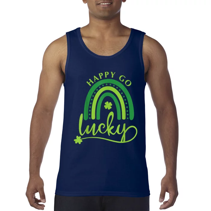 Happy Go Lucky Rainbow Shamrock St Patrick's Day Tank Top