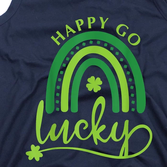 Happy Go Lucky Rainbow Shamrock St Patrick's Day Tank Top