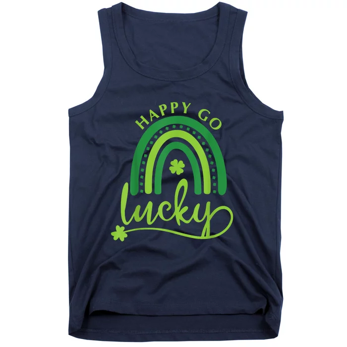 Happy Go Lucky Rainbow Shamrock St Patrick's Day Tank Top