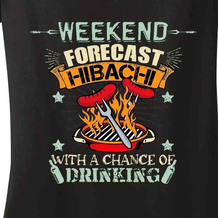 Hibachi Grill Lover Japanese Barbecue Hibachi Women's V-Neck T-Shirt